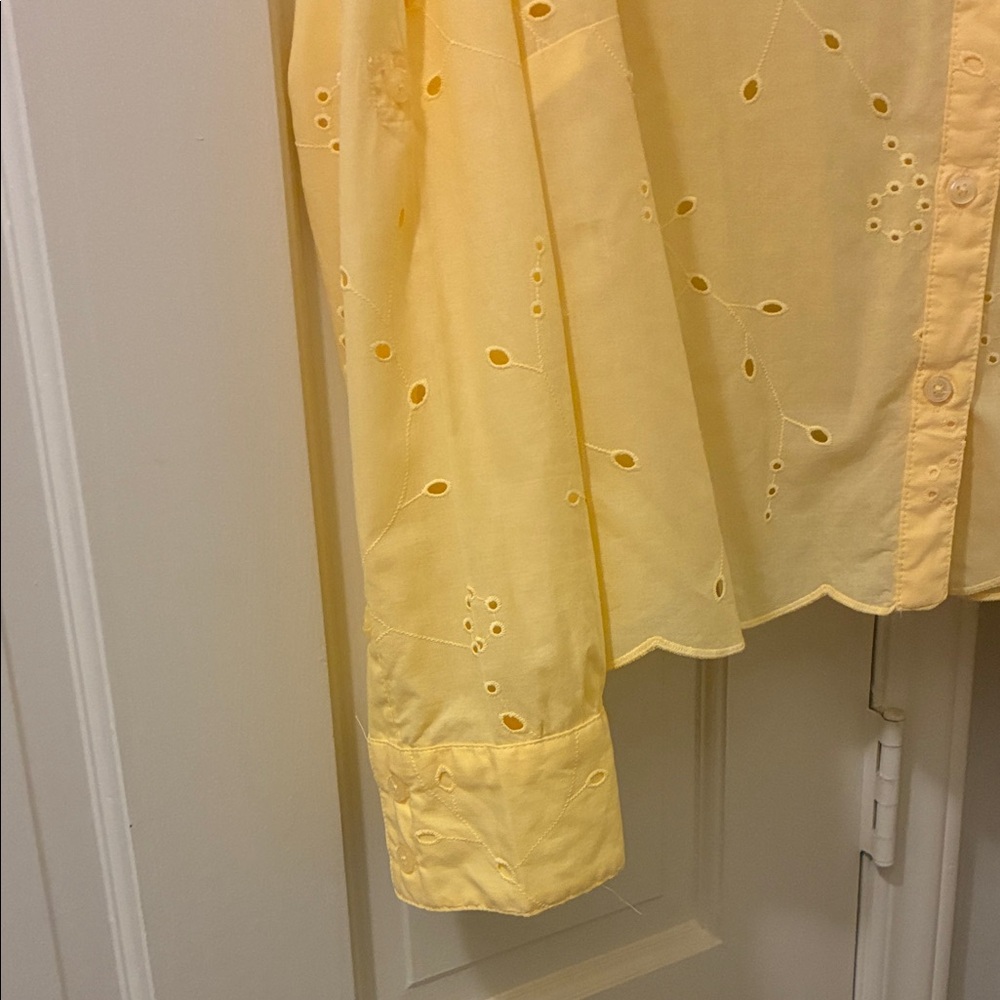 Yellow Eyelet Button-Up Blouse - Picture 2 of 6